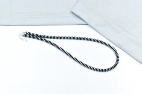 Handmade 8MM Sterling Silver Saucer Pearl Beaded Necklace