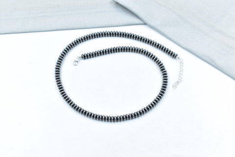 Handmade 8MM Sterling Silver Saucer Pearl Beaded Necklace