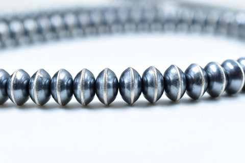 Handmade 10MM Sterling Silver Saucer Pearl Beaded Necklace