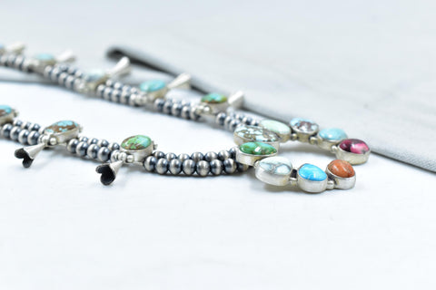 Handmade Mix Premium Turquoise & Sterling Silver Necklace with 20 inch Adjustable Chain