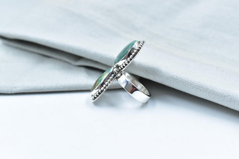 Handmade Pilot Mountain Turquoise & Sterling Silver Adjustable Ring