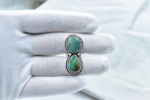 Handmade Pilot Mountain Turquoise & Sterling Silver Adjustable Ring