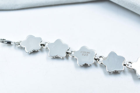 White Buffalo & Sterling Silver Adjustable Bracelet Size 7.5 Inch