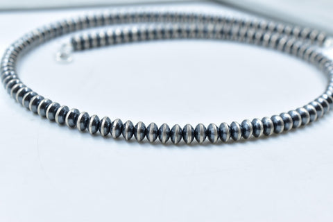 Handmade 6MM Sterling Silver Pearl Beaded Necklace 18'' Long