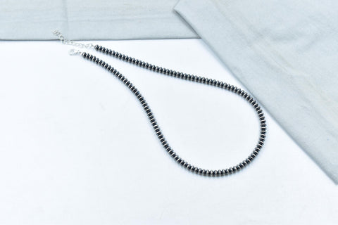 Handmade 6MM Sterling Silver Pearl Beaded Necklace 18'' Long