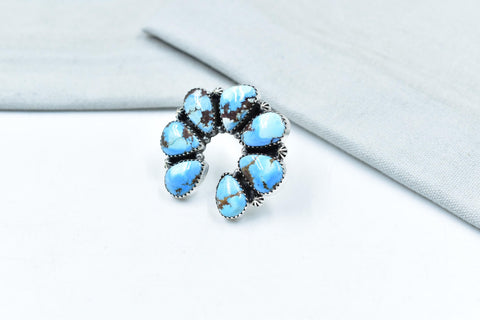 Handmade Golden Hill Turquoise & Sterling Silver Ring Adjustable Ring