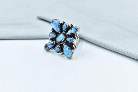 Handmade Golden Hill Turquoise & Sterling Silver Ring Adjustable Ring