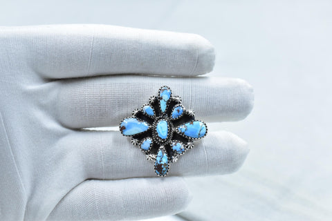 Handmade Golden Hill Turquoise & Sterling Silver Ring Adjustable Ring