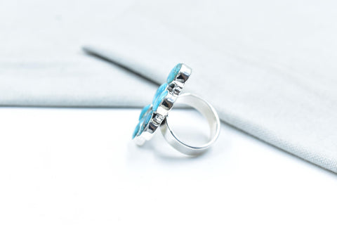 Handmade White Water Turquoise Sterling Silver Adjustable Ring