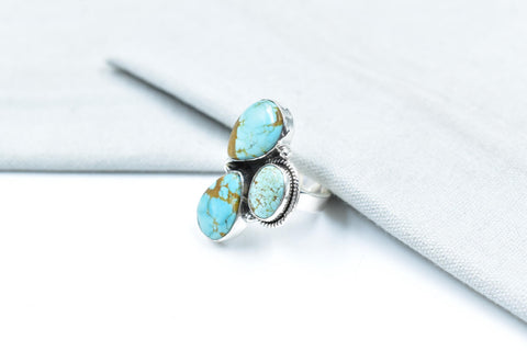 Handmade Number 8 Turquoise & Sterling Silver Adjustable Ring