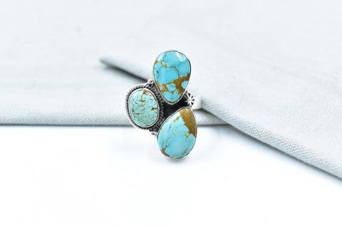 Handmade Number 8 Turquoise & Sterling Silver Adjustable Ring
