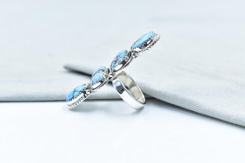 Handmade Golden Hill Turquoise & Sterling Silver Ring Adjustable Ring