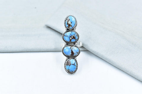 Handmade Golden Hill Turquoise & Sterling Silver Ring Adjustable Ring