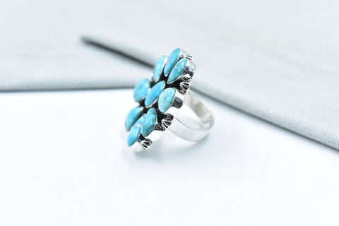 Handmade White Water Turquoise Sterling Silver Adjustable Ring