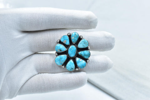 Handmade White Water Turquoise Sterling Silver Adjustable Ring