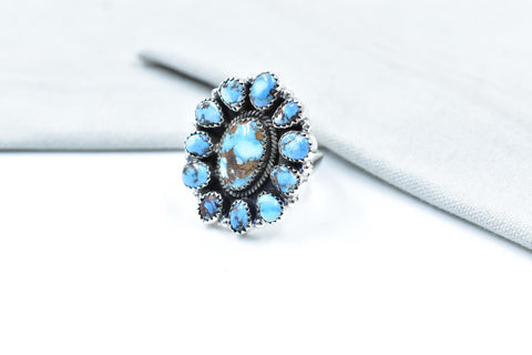Handmade Golden Hill Turquoise & Sterling Silver Ring Adjustable Ring