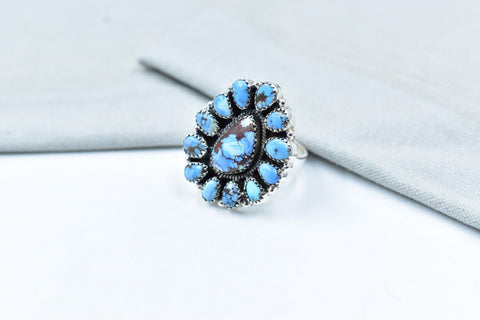 Handmade Golden Hill Turquoise & Sterling Silver Ring Adjustable Ring