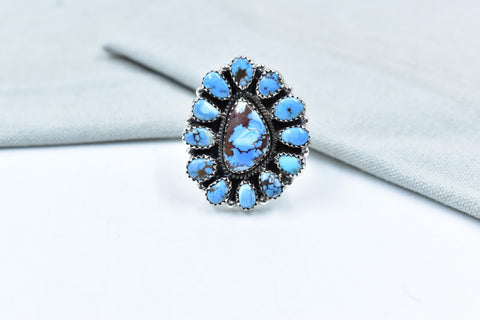 Handmade Golden Hill Turquoise & Sterling Silver Ring Adjustable Ring