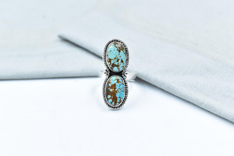 Handmade Number 8 Turquoise & Sterling Silver Adjustable Ring