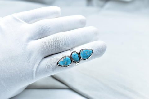 Handmade White Water Turquoise Sterling Silver Adjustable Ring