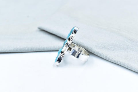 Handmade White Water Turquoise Sterling Silver Adjustable Ring