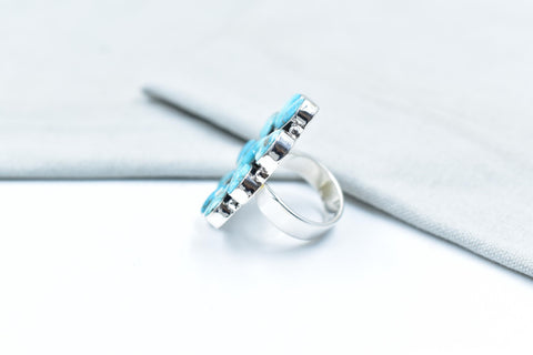 Handmade White Water Turquoise Sterling Silver Adjustable Ring