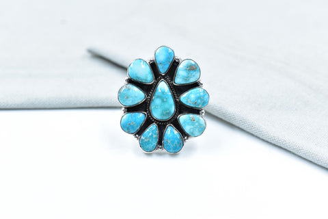 Handmade White Water Turquoise Sterling Silver Adjustable Ring