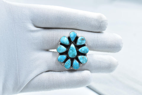 Handmade White Water Turquoise Sterling Silver Adjustable Ring