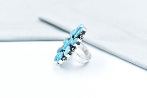 Handmade White Water Turquoise Sterling Silver Adjustable Ring