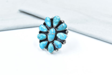 Handmade White Water Turquoise Sterling Silver Adjustable Ring