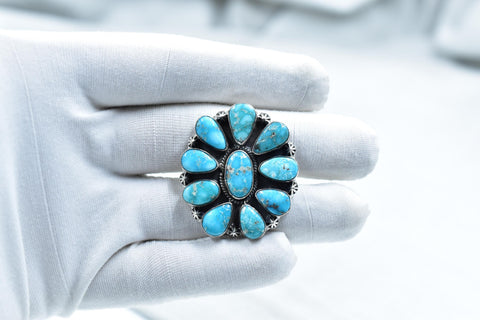 Handmade White Water Turquoise Sterling Silver Adjustable Ring