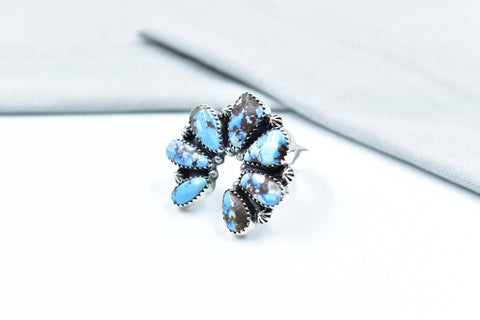 Handmade Golden Hill Turquoise & Sterling Silver Ring Adjustable Ring
