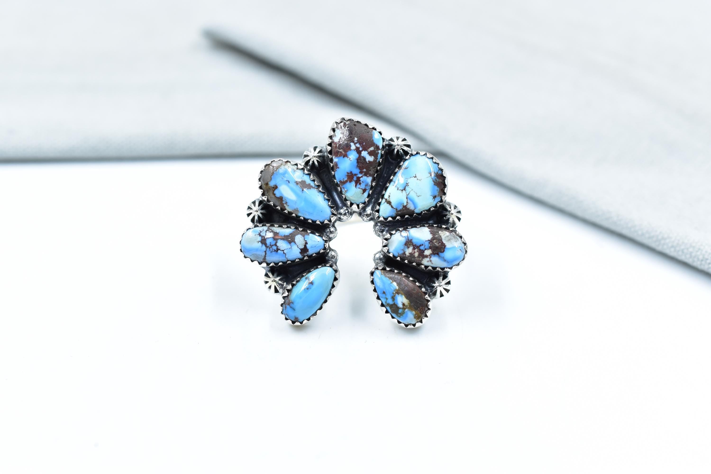 Handmade Golden Hill Turquoise & Sterling Silver Ring Adjustable Ring