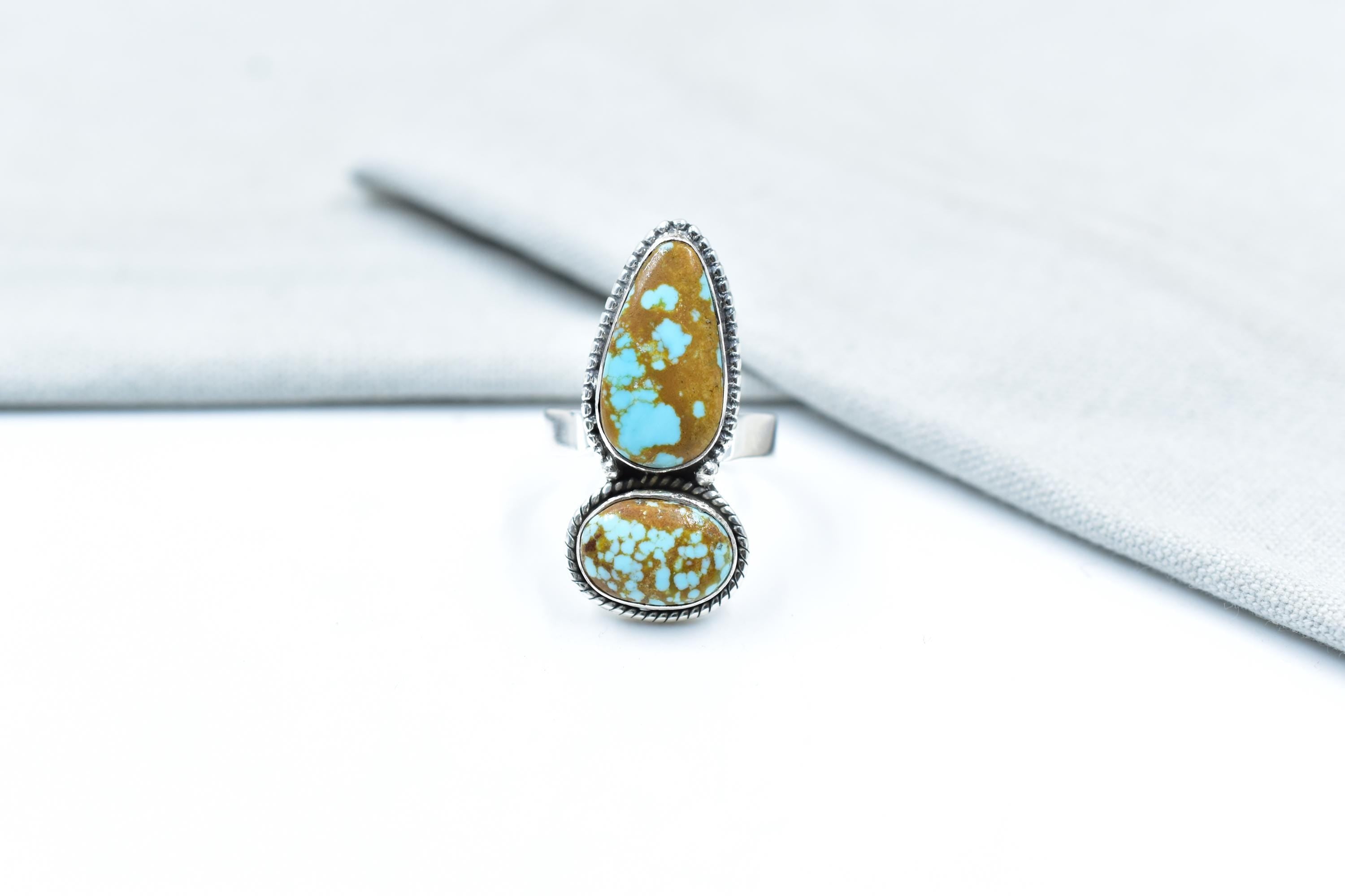 Handmade Number 8 Turquoise & Sterling Silver Adjustable Ring
