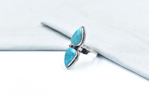 Handmade White Water Turquoise Sterling Silver Adjustable Ring