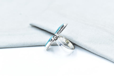 Handmade White Water Turquoise Sterling Silver Adjustable Ring