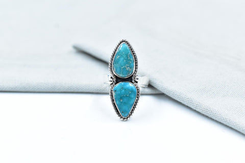 Handmade White Water Turquoise Sterling Silver Adjustable Ring