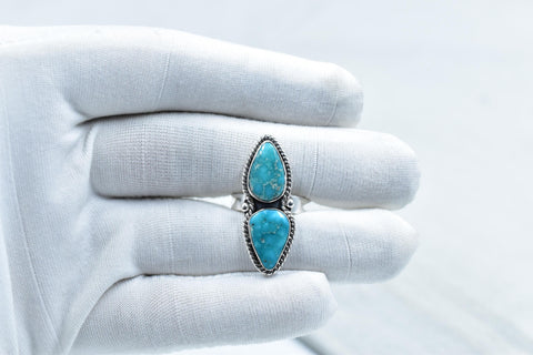 Handmade White Water Turquoise Sterling Silver Adjustable Ring