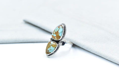 Handmade Number 8 Turquoise & Sterling Silver Adjustable Ring