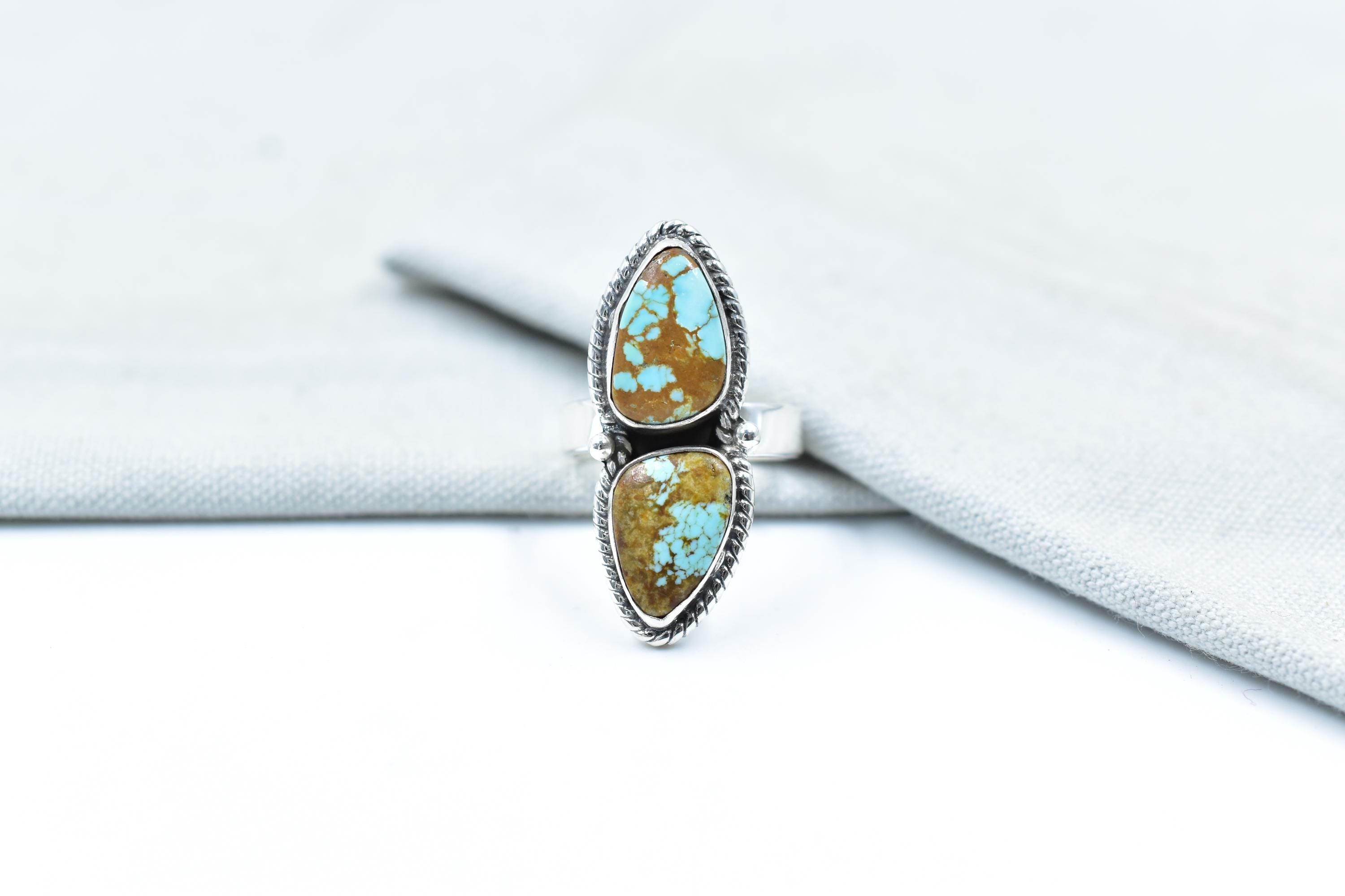 Handmade Number 8 Turquoise & Sterling Silver Adjustable Ring