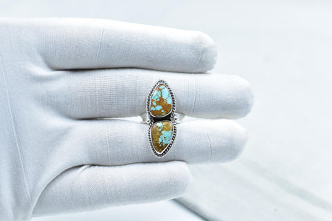 Handmade Number 8 Turquoise & Sterling Silver Adjustable Ring