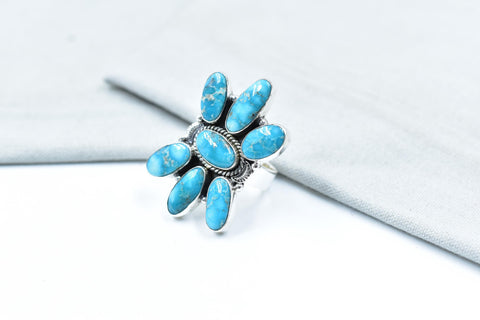 Handmade White Water Turquoise Sterling Silver Adjustable Ring