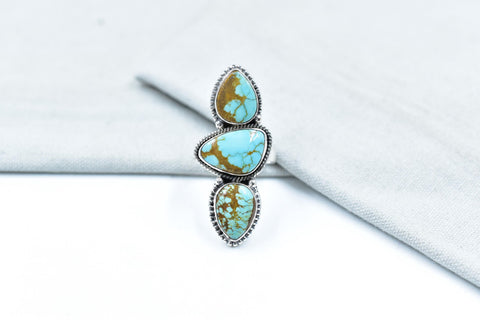 Handmade Number 8 Turquoise & Sterling Silver Adjustable Ring