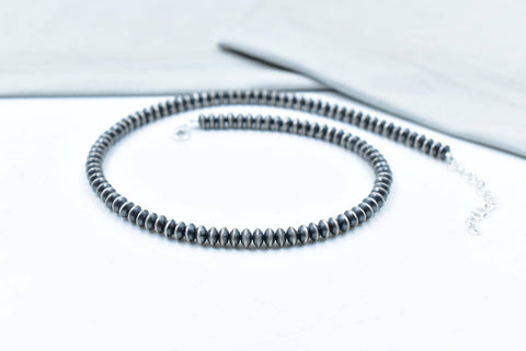 Handmade 6MM Sterling Silver Saucer Pearl Beaded Necklace