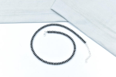 Handmade 6MM Sterling Silver Saucer Beaded Pearl Necklace 14'' Long