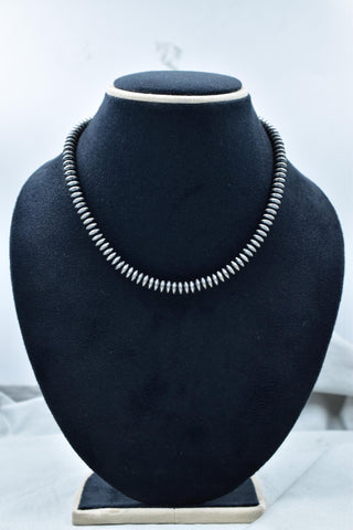 Handmade 7MM Sterling Silver Saucer Pearl Beaded Necklace