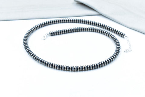 Handmade 8MM Sterling Silver Saucer Pearl Beaded Necklace