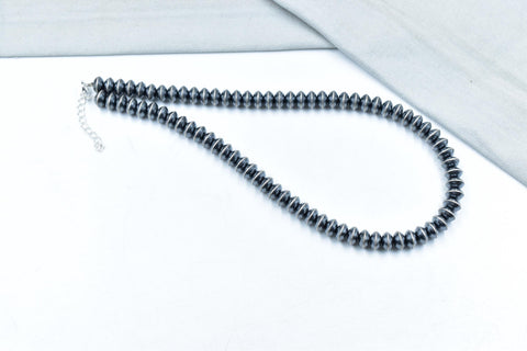 Handmade 10MM Sterling Silver Saucer Pearl Beaded Necklace