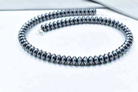 Handmade 10MM Sterling Silver Saucer Pearl Beaded Necklace