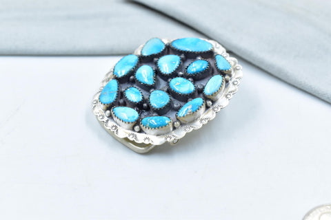 Handmade Blue Ridge Turquoise & Sterling Silver Belt Buckle